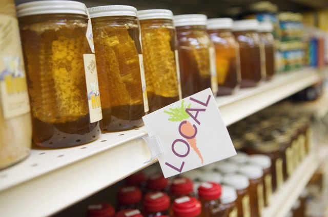 Honey on shelf in store