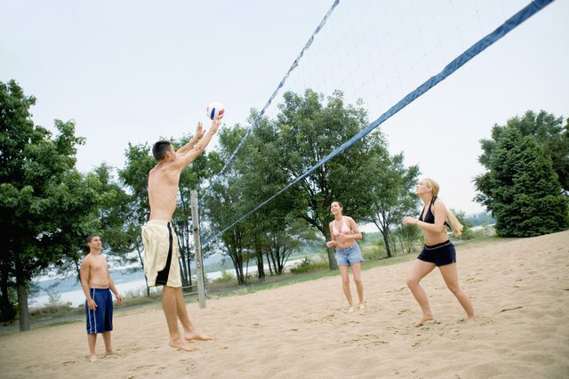 People playing a volleyball game