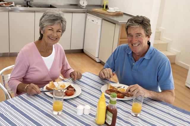 Couple eating breakfast