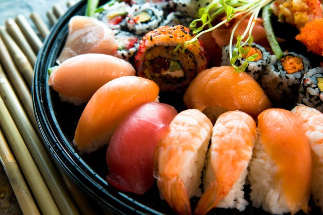 Assortment of sushi on platter