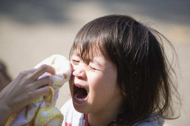 Boy Crying and Mother Wiping Tears
