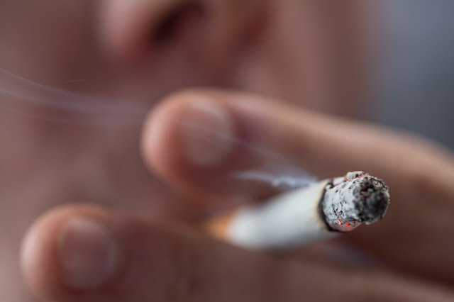 Focus on top of burning cigarette