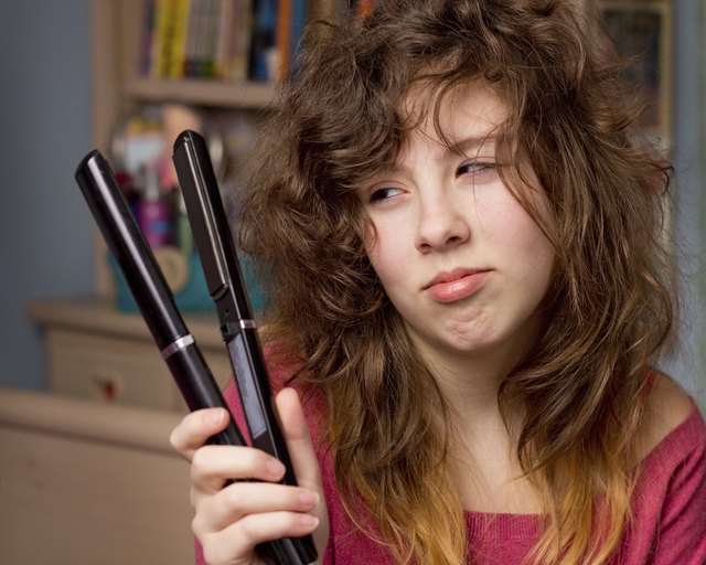 Girl having bad hair day