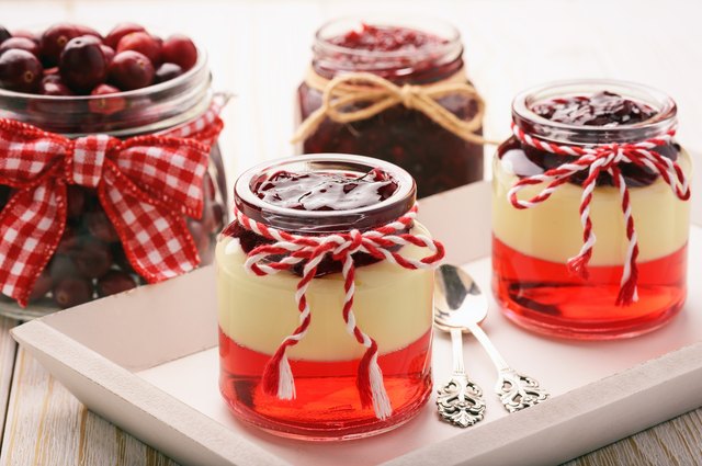 Dessert - berry jelly with vanilla pudding and jellied berries.