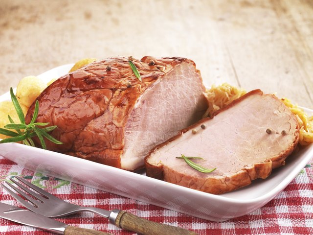 Pork loin on white plate
