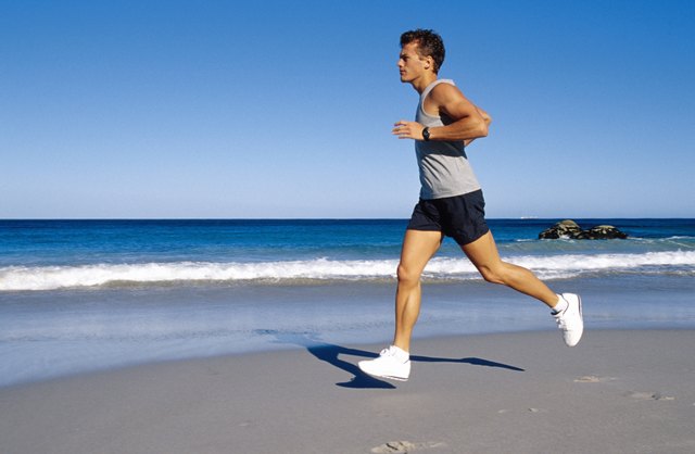 Man running on beach