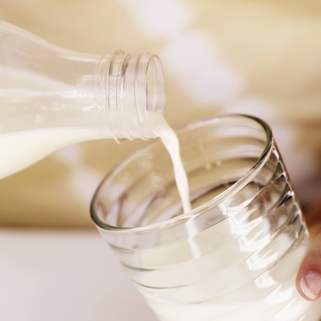 close-up of milk being poured into a glass