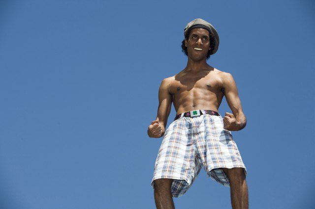 Low angle view of a young man gesturing