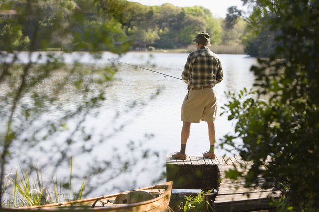 Man fishing on dock