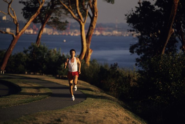 Man running in park, Seattle, Washington, USA