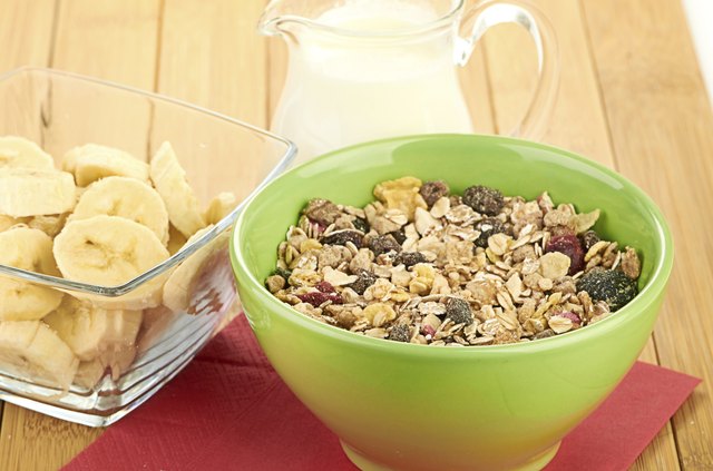Delicious and healthy cereal in bowl with milk