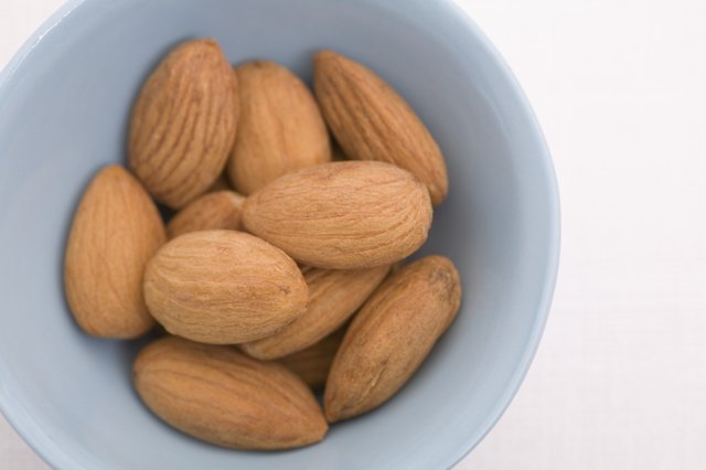 Bowl of almonds, close-up