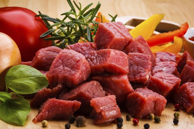 Fresh raw beef on white background