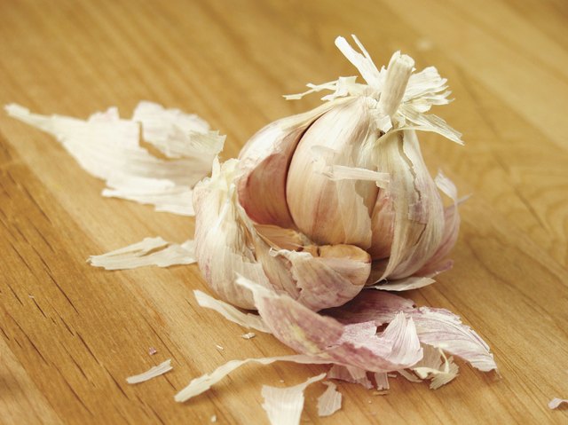 A broken pod of garlic