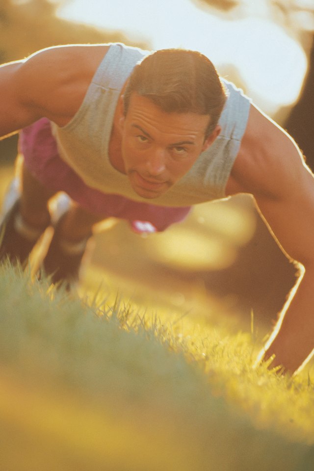 Man doing push-ups outdoors