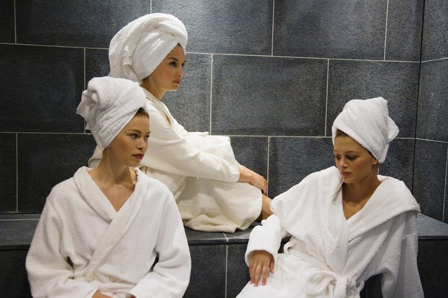 Robed women in sauna