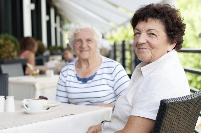 Senior women having coffee break