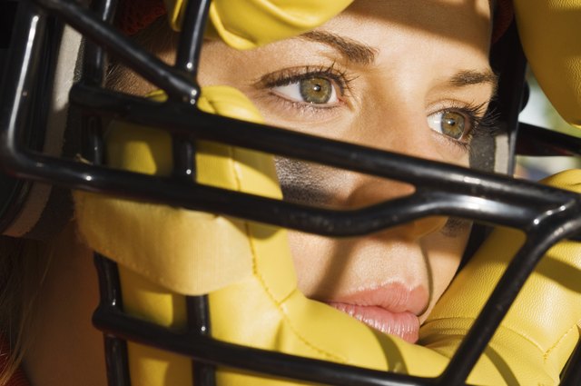 Softball Player Wearing Catcher's Mask