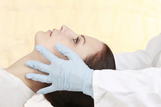 Attractive woman gets skin treatment