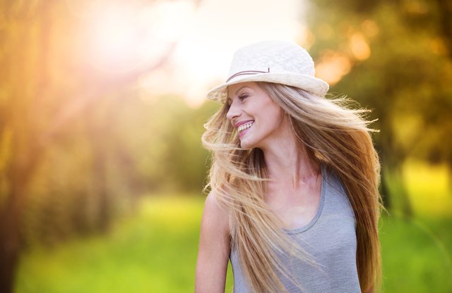 Beautiful woman outside in a park.