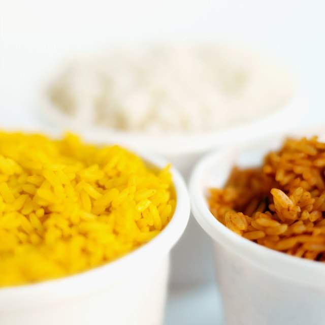 Close-up of three varieties of rice