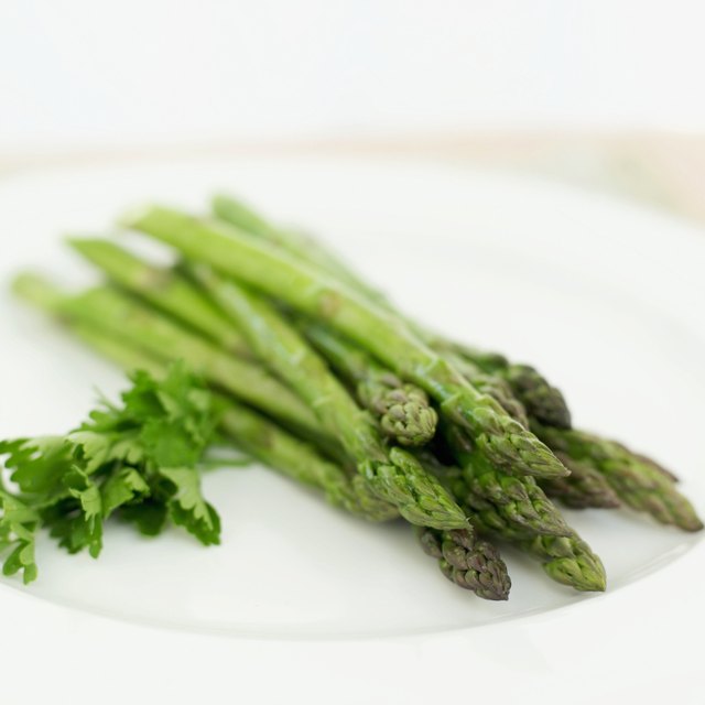 close-up of asparagus on a plate