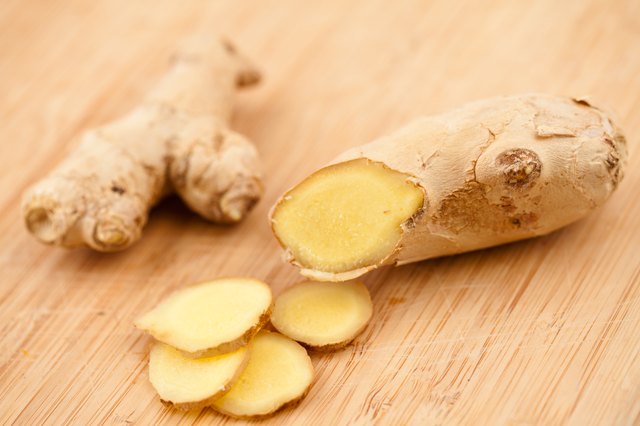 Slice of ginger and piece of ginger