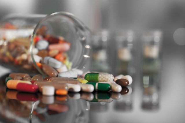 Colorful tablets with capsules and pills
