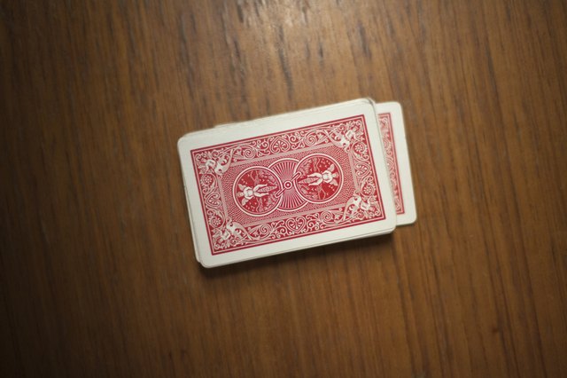 Overhead shot of a deck of playing cards on a table