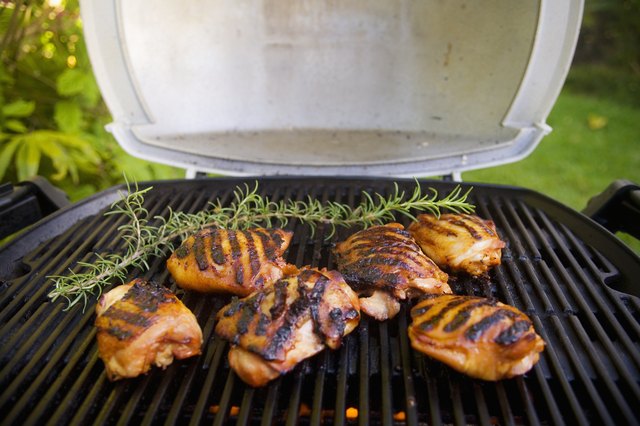 Barbecue scene, Chicken on the grill.