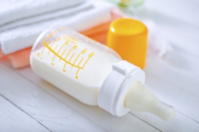 milk in baby bottle