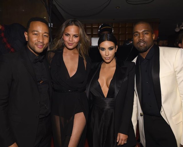 NEW YORK, NY - JANUARY 08: (EXCLUSIVE COVERAGE) John Legend, Chrissy Teigen, Kim Kardashian and Kanye West attend John Legend Celebrates His Birthday And the 10th Anniversary of His Debut Album “Get Lifted” at CATCH NYC on January 8, 2015, in New York City. (Photo by Dimitrios Kambouris/Getty Images for EMM Group)
