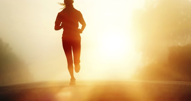 Athlete running road silhouette