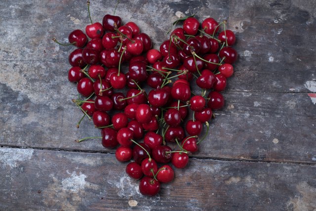 Heart shape made of cherries