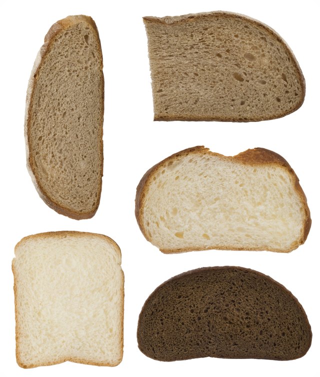 slices of bread isolated on white