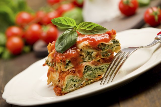 Homemade Lasegne with Ricotta Cheese and Spinach