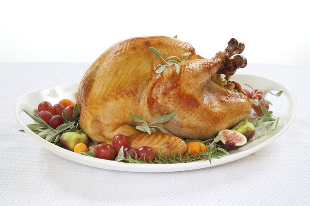 Roasted Turkey on tray over white