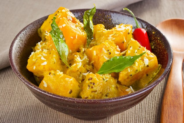 Indian Meal Food Cuisine Vegetarian Pumpkin Coconut Curry