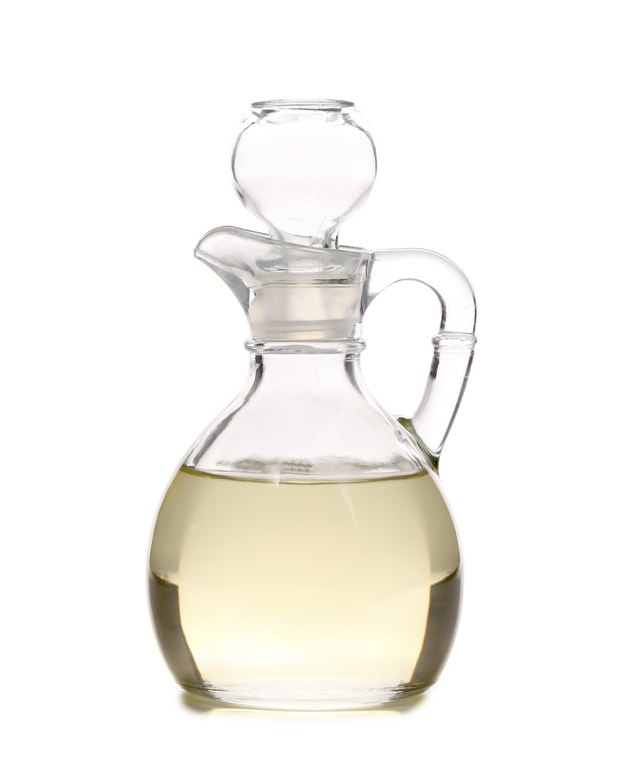 Vinegar in glass carafe.