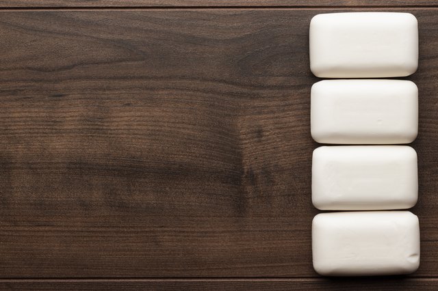 soap bars on the wooden table