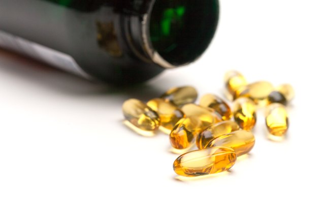 Spilled bottle of Fish Oil Capsules