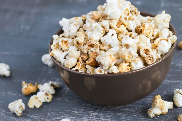 Sweet caramel popcorn in a bowl