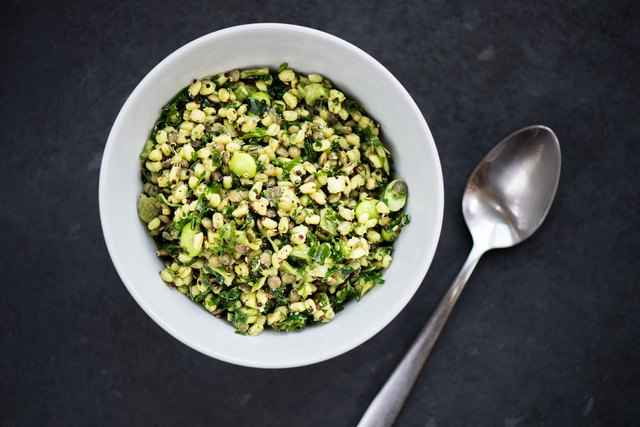 Healthy and Herby Salad with Wheatberries and Green Vegetables