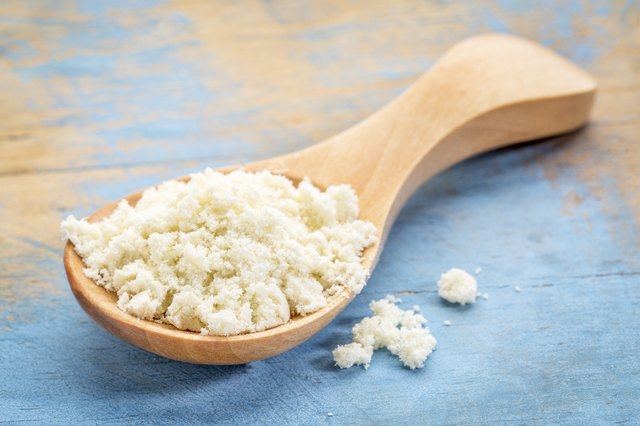 spoon of whey protein powder