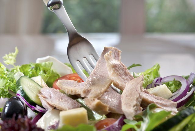 Tuna salad with fork