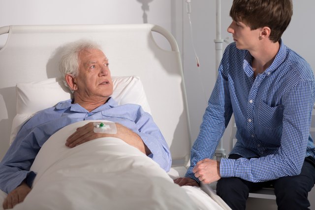 Boy visiting his grandpa