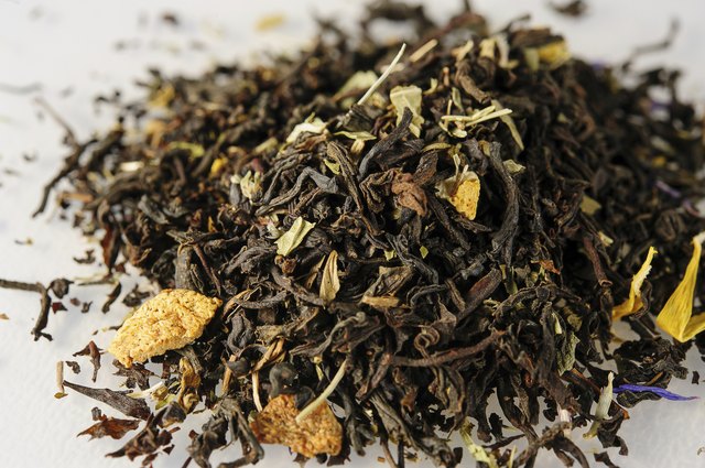 dried tea leaves with aromatic additives