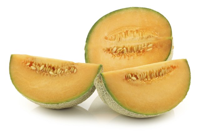 cut fresh cantaloupe melon