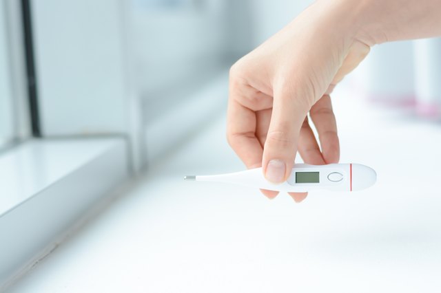 Female hands holding a digital thermometer