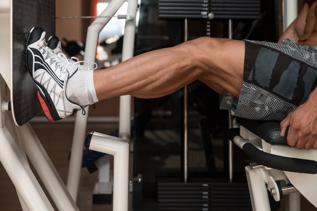 Bodybuilder Doing Legs Exercise